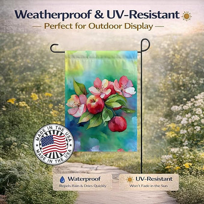 Caroline's Treasures Arkansas Apple Blossom in Watercolor Garden Flag Mailbox Flag Decorative Yard Flag Banner Outside Patio Artwork Yard Flower Beds, Garden Size, Multicolor