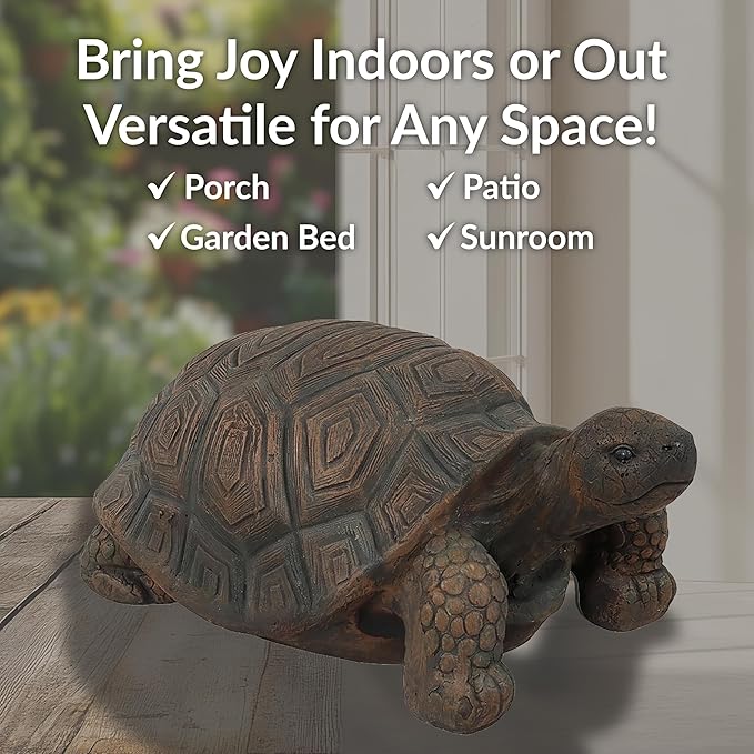 Sunnydaze Tanya the Garden Turtle Statue - Turtle Garden Decor for Yard, Lawn, Patio Décor – 20" x 12" Durable Poly-Concrete - Gift Idea
