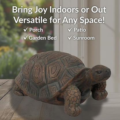 Sunnydaze Tanya the Garden Turtle Statue - Turtle Garden Decor for Yard, Lawn, Patio Décor – 20" x 12" Durable Poly-Concrete - Gift Idea
