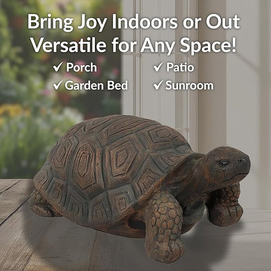 Sunnydaze Tanya the Garden Turtle Statue - Turtle Garden Decor for Yard, Lawn, Patio Décor – 20" x 12" Durable Poly-Concrete - Gift Idea