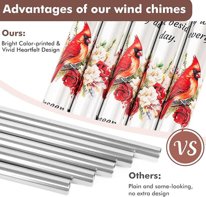 Memorial Wind Chimes Sympathy Gift - Cardinal Windchimes in Loving Memory of Loved One, Bereavement Gifts for Loss of Mom/Dad, Condolences Grief Remembrance Funeral Grieving