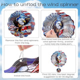 American Eagle Wind Spinner - 3D Stainless Steel Wind Spinners Outdoor Flag Pattern Ornaments Kinetic Spinning Art Hanging 250 Anniversary Patriotic Decor for Patio Lawn Garden Yard Balcony