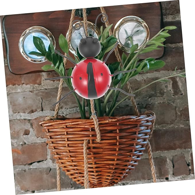 ibasenice 4pcs Sturdy Iron Ladybug Ornaments Artificial Ladybug Ornament for Garden Statue Decor Outdoor Decor Stake