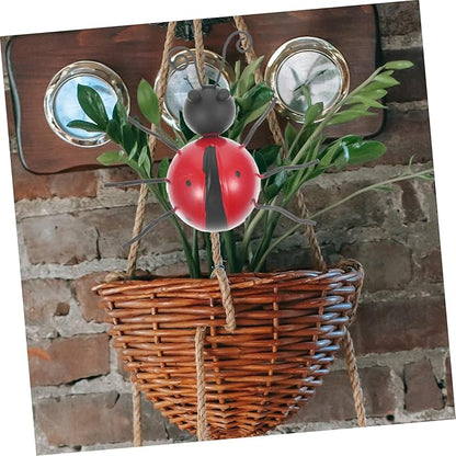 ibasenice 4pcs Sturdy Iron Ladybug Ornaments Artificial Ladybug Ornament for Garden Statue Decor Outdoor Decor Stake