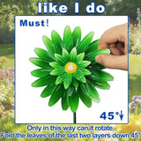 2 Pack Metal Flower Wind Spinners, Yellow Sunflower & Green Daisy Garden Stakes Yard Art, Decorative Floral Pinwheels Lawn Ornaments for Outdoor, Patio, Backyard and Flower Bed Spring Decor