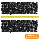 River Rock Stepping Stones Outdoor for Garden Walkway, 6 Pcs 16" L x 6" W Rectangle Shape Paver Step Stones Polished Pebble River Stone Mat for Yard Lawn Patio Pathway Walk Way - Black