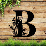 Metal Name Sign,Initial Welcome Letter Monogram Wall Decor,Wall Art Last Name Signs,Garden Door Decor for Outside,Wedding,House Warming Gift,12 inch in Height (Letter B)