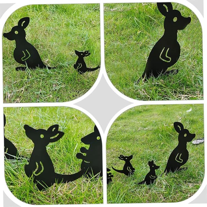 SUPVOX Hollow Kangaroo Yard Art Decor Large Outdoor Statue for Garden Iron Material