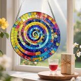 Stained Glass Window Hanging, Pauyadu 8 Inch Rainbow Spiral Stained Glass Suncatcher, Suncatchers for Windows Hanging, Window Decor, Gifts for Art Lovers, Idea Gifts for Women, Friend, Lover