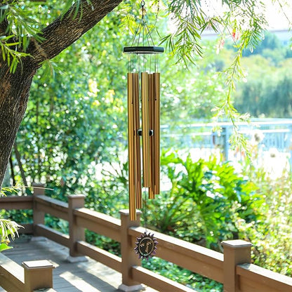 Taman Wind Chimes for Outside, 37” Sun Face Aluminum Deep Tone Wind Chimes Sympathy Memorial for Loss of a Loved One Condolence Gift Garden Patio Outdoor Home Decoration