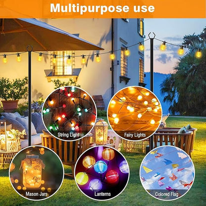 LETIANPAI 10Ft String Light Poles 6 Pack,Light Poles for Outside Lights,Outdoor with Fence Brackets Hanging Lights,Metal Stand Deck Patio Backyard