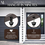 Monarch Rain Chains for Gutters Aluminum – 8.5 ft Hammered Black Rain Chain for Outside, Decorative Heavy Duty Gutter Catcher Downspout Replacement, Modern Durable Hanging Gutter Chain for Outdoor