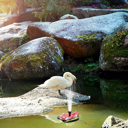 LIOOBO Solar Floating Fountain Lotus-Style Pond Fountain Outdoor Garden Water Feature Solar-Powered Floating Decor for Pool and Pond