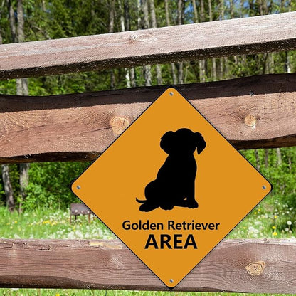 Golden Retriever Crossing Xing Sign Beware of Dog Metal Sign Golden Retriever Warning Sign Crossing Zone Sign for Farm Yard Front Door Indoor Outdoor Street Sign 10x10in