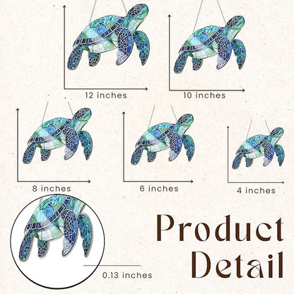 Sea Turtle Acrylic Suncatcher, Boho Suncatchers for Window Hanging Ornament, Stained Glass Effect Art Garden Decor for Sea Turtle Ocean Lover, Gifts for Mother's Day, Mom, Grandma, Wife, Women, Nana