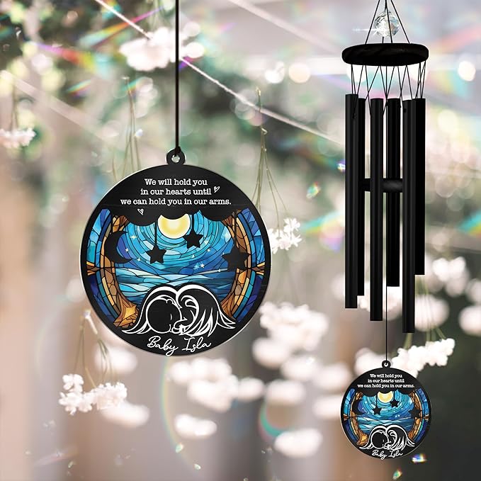 Sympathy Wind Chimes with Suncatcher Baby in Heaven Ornament Memorial Gifts for Passed Away Boy Girl Bereavement Keepsake for Miscarriage Infant Loss Mothers Friend Colleague Daily Healing in Memory