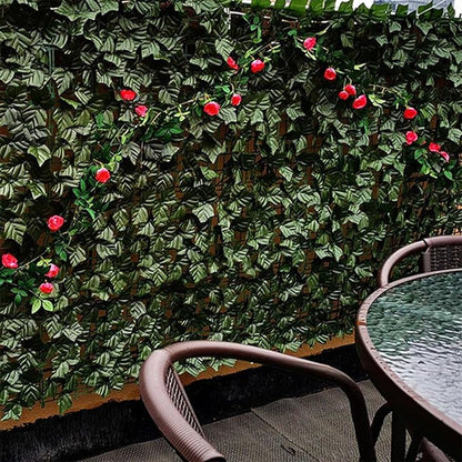 Privacy Fence Screen Artificial Ivy Grass Wall Screen 240x40 in Balcony Fence Privacy Screen Faux Vines Green Backdrop Fake Ivy Wall Panels Hedge Fence for Patio,Garden, Backyard Indoor Outdoor deocr
