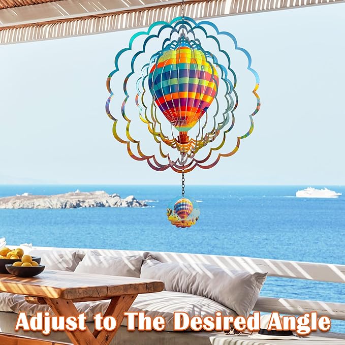 Hanging Decor Outdoor,Outdoor Garden Decor,Wind Spinners Outdoor Colorful Hot Air Balloon Hanging Decor,Ornaments Kinetic Yard Art, Valentine Gifts for Women,Family,Friends