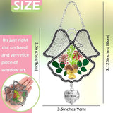 KY&BOSAM Angel Suncatcher I Love You Mom Stained Glass Panels Suncatchers for Windows Wind Chime with Pressed Flower Glass and Metal Heart Charm Birthdays Gift for Mom Mothers Day Valentines Christmas