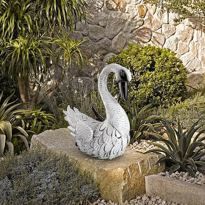 White Swan Garden Statue, Metal Goose Outdoor Decor for Yard Pool Patio Fountain Display