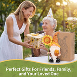 Lyeasw Solar Garden Gnome Statues with Sunflower Light - Outdoor Yard Decor - Honey Pot Gnome Figurines for Patio Lawn Walkway & Backyard, Unique Welcome Garden Gifts for Mom & Grandma