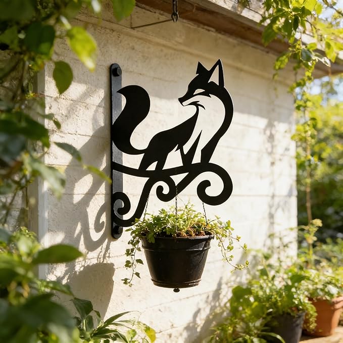 Looking Back at The Fox Iron Plant Hangers Hooks for Outdoor -10inch Hanging Plants Flower Fern Pots Lantern Bird Feeder Wind Chimes for Porch Garden Farmhouse