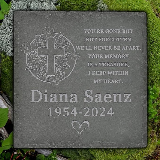 Personalized Memorial Stone Memorial Garden Stone - Sympathy Gifts for Loss of Dad, Mom or Loved One - Bereavement, Remembrance and Condolence Gift - Keep Within My Heart Square