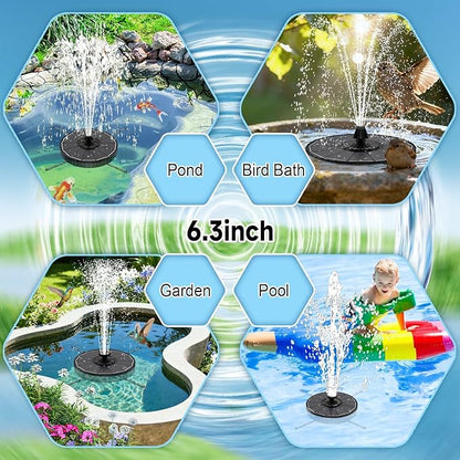 Solar Fountain, 3-Level Adjustable Water Height, 3.5W Glass Powerful Outdoor Fountain Pump with Rotating Rods & 7 Nozzles for Bird Bath, Garden, Pond, Patio, Flower Pot (2026 Model, Black)