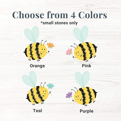 Let's Make Memories Personalized Reasons to Bee Happy Garden Stone - Garden Decor - Purple Flower Design - Small Bee Garden Stone - 6" Diameter