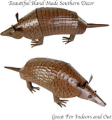 Urbalabs Metal Yard Art Springy Metal Armadillo Figure Texas Western Decor Large 21 Inch Metal Garden Decor Outdoor Statues Metal Yard Art Sculptures Rustic Yard Decorations (21 Inch)