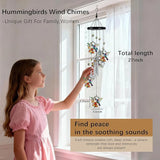 HDCRYSTALGIFTS Hummingbird Wind Chimes for Outside, 27'' Memorial Windchimes Outdoors, Hummingbirds Gifts for Women, Metal Chimes Window Garden/Yard Decor, Memorial/Birthday Gifts for Grandma/Mom