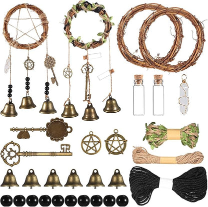 Charniol Witch Bells DIY Kit for Door Knob for Protection Witch Bell Witchy Decor Hanging Witchcraft Decorations Witches Wind Chimes