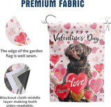 Chocolate Lab Valentine Garden Flag Valentines Day Flags for Outside 12x18 Double Sided Small Yard Flags Labrador Dog Valentine's Day Decor Outdoor Lawn Valentines Banners Front Porch
