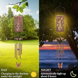 YHmall Butterfly Wind Chimes for Outside, 35'' Solar Wind Chimes Butterfly Gifts for Women Grandma Mom Solar Lanterns Memorial WindChimes Outdoors for Garden Christmas Decor