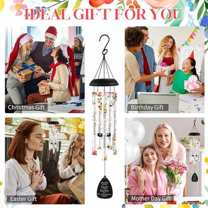 32 in Christian Wind Chimes Easter Gifts for Women Men Large Inspirational Religious Spiritual Wind Chimes with Bible Verse Baptism Easter Birthday Faith Based Gifts for Mom Sister