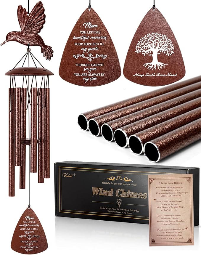 VENBEEL Mom Memorial Wind Chimes, Hummingbird Sympathy Gifts for Loss of Mom, Memorial Gifts for Mother Bereavement Condolence Remembrance