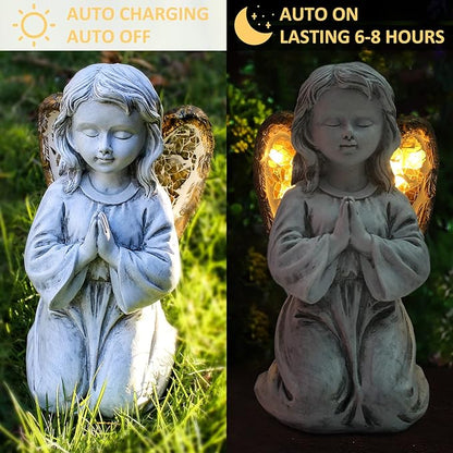 Rezpuao Outdoor Decor - Angel Statue, Solar Powered, Praying Angel for Patio, Lawn, Porch