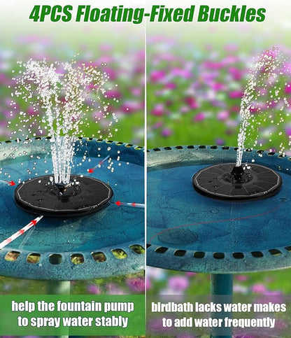 SZMP Solar Water Fountain Upgraded 100% Glass Panel, 3.5W Solar Powered Fountains Built-in 2000 Battery with 7 Nozzle & 4 Fixer, Solar Fountain Pump for Bird Baths, Pond, Outdoor