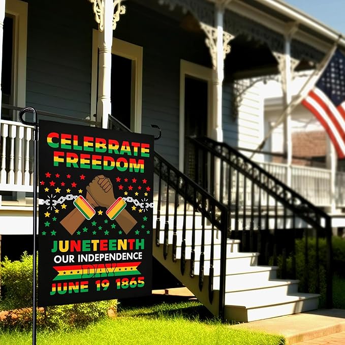 Juneteenth Garden Flag June 19th African American Emancipation Independence Day Yard Flag Celebrate Freedom Since 1865 Garden Flags Stars and Stripes Polyester Double Sized House Banner