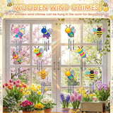 Leinuosen 30 Pcs Bee Wind Chime Kit for Kids Make Your Own Bee Wind Chimes Decorative DIY Coloring Wooden Crafts for Spring Art Activities Garden Home Patio Party Decorations