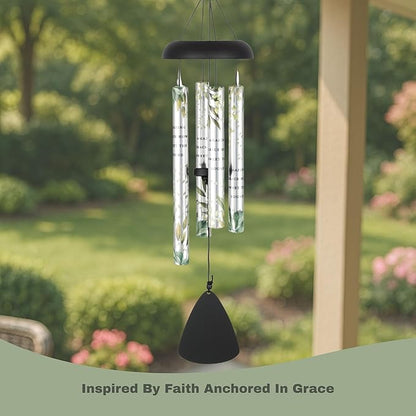 Carson 21" Memorial Windchime 'Amazing Grace How Sweet The Sound' Hymn - Wind Chime Funeral Gift for Loss of Loved One - Indoor Outdoor Decor - Garden Patio Porch Windchimes Wind Spinner