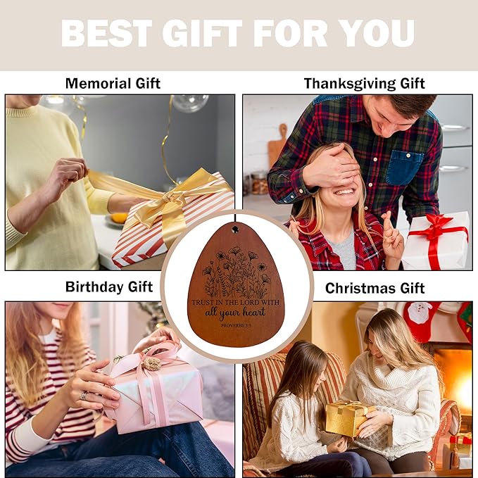 Christian Gifts for Women Wind Chimes, Faith Based Gift Wind Chimes for Outside, Christian Blble Verse Gifts for Women Faith Men, Trust in The Lord with All Your Heart Chime 26" Inches