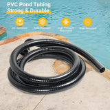 Pond Tubing ID 1” × 10ft Black Corrugated Flexible Reinforced Waterfall Pond Tube Sump Pump Hose, with 2 Stainless Steel Hose Clamps, for Garden Ponds, Waterfalls, Filter