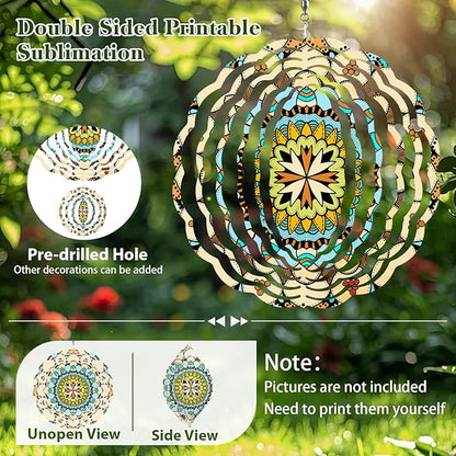 10 Pack Sublimation Wind Spinner Blanks, 8 Inch Double-Sided Sublimation Metal Blanks Bulk for Transfer DIY, Aluminum Hanging Wind Spinners for Indoor Outdoor Porch Garden Yard Window Decor