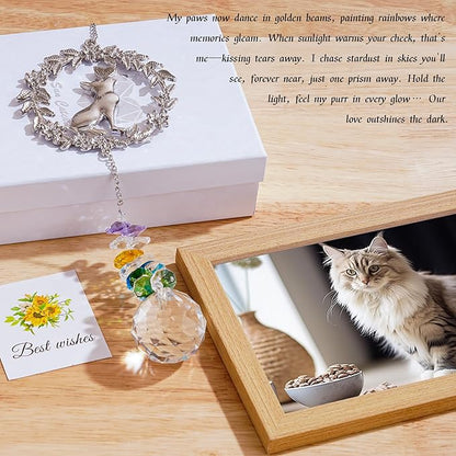 Dog Memorial Gifts for Loss of Dog, Pet Memorial Suncatcher, Pet Sympathy Gifts, Garland Suncatcher with Card & Gift Box, Remembrance Bereavement Gift for Loss of Dogs Cats