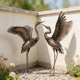chisheen Garden Statue Outdoor Metal Heron Crane Yard Art Sculpture for Lawn Patio Backyard Decoration,46 inch (2-Pack)