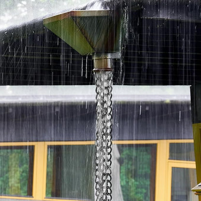 Rain Chain,8.2FT Black Powder Coated Rain Catcher,Rain Chains for Gutters