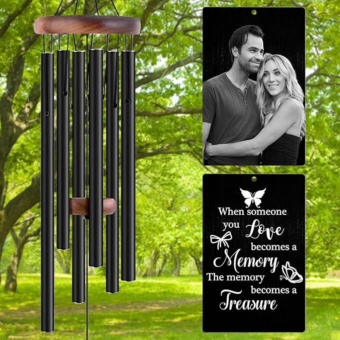 Personalized Wind Chimes Memorial Engraved Gift,Custom Sympathy Wind Chime for Loss of Loved One,Customized Mother Father Dog Pet Family Remembrance Bereavement Gifts