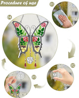 KY&BOSAM Butterfly Suncatcher Sister-in-Law Stain Glass Sun Catchers for Windows Wind Chime with Pressed Flower and Metal Heart Charm for Sister Valentines Day Birthday Christmas