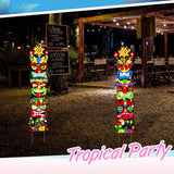 Queekay 2 Pcs Tiki Yard Sign Luau Hawaiian Tropical Party Decoration Outdoor Tiki Bar Sign with Stakes for Summer(Lighted Style)